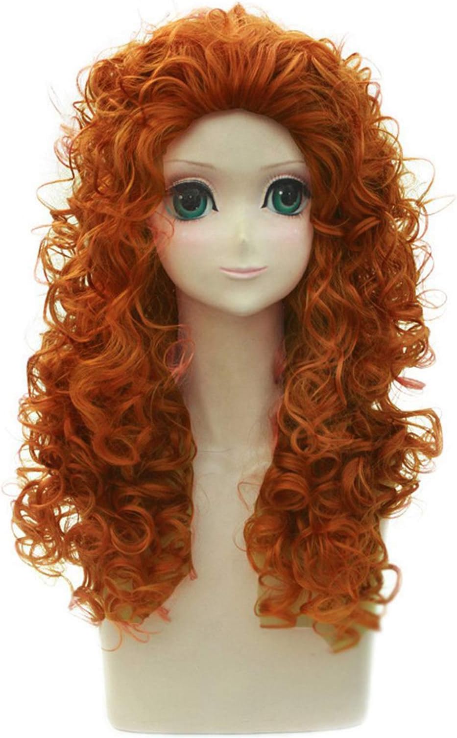 BERON22 Inches Long Wavy Curly Orange Color Wigs with Natural Loose for Cosplay Costume Party Wig Cap Included