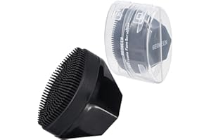 2 Pack Silicone Face Scrubber, Beomeen Handheld Facial Cleansing Brush Exfoliating Brush Blackhead Scrubber Flat Top, Soft Bristles Waterproof for Face Skincare (Black)