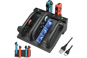 DIGIROOT Switch Controller Charger for Nintendo Switch 2 & 1 & OLED, 8 in 1 Fast Charging Dock, Controller Charger Station with Ultra-Strong Magnetism, LED Indicators, Overcharge Protection
