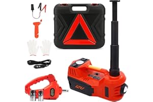 STANDTALL Electric Car Jack Kit 5 Ton 12V Hydraulic Jack Floor Jack with Impact Wrench and Tire Inflator Pump Lift with LED Light for SUV Sedan Truck Road Emergency Tire Change