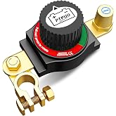 PTPUO Top Post Battery Disconnect Switch 12V, Car Battery Disconnect Switch | Angled swivel ends fit tight spaces, 1000A cranking, removable knob prevents unauthorized starting, battery kill cut shut off