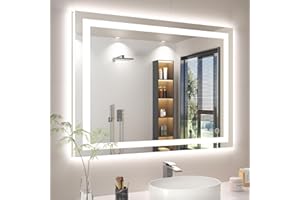 RPOESX 40X30 LED Bathroom Mirror with Lights, Anti-Fog, Backlit + Front Lit, Lighted Bathroom Vanity Mirror for Wall, Memory Function, Dimmable, Tempered Glass, Shatter-Proof, ETL Listed