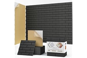 ARTVIVID 12Pack Acoustic Panels, Self-Adhesive 3D Brick Pattern Sound Proof Panels for Walls, Decorative Sound Dampening Wall Panels for Recording Studios, Offices, Home, 12"×12"×0.4", Black