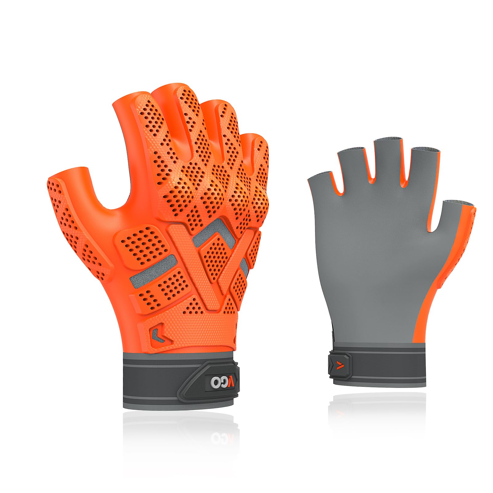 Vgo... Work Gloves Men Fingerless Seamless Anti-impact Multipurpose Utility Seamless Gloves for Delivery Carpenter Sport, Summer Light Duty