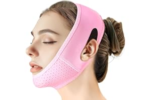 Beiskll Reusable V Line Lifting Mask with Chin Strap, V Shaped Face Mask for Sagging, Jaw Exerciser (Pink)