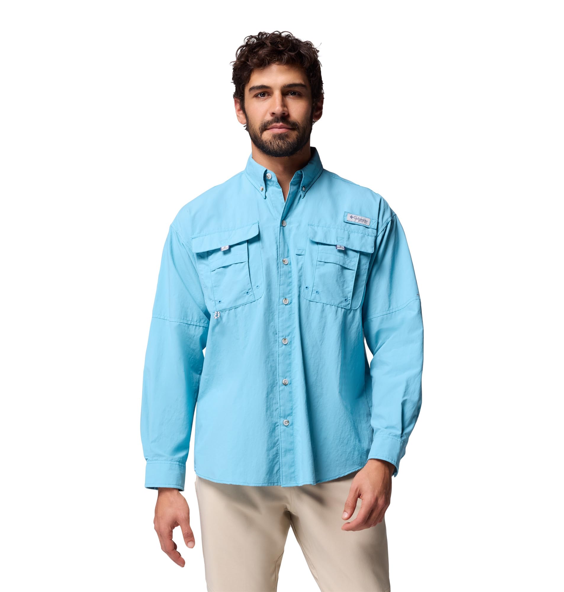 Columbia Mens PFG Bahama II Long Sleeve Fishing Shirt, Vintage Blue, XX-Small Image