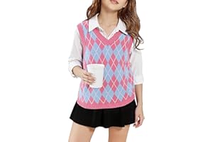 SELINK Boys Girls School Uniform Sweater Vest V Neck Soft Comfy Pullover Trendy Argyle Knitted Waistcoat Vest