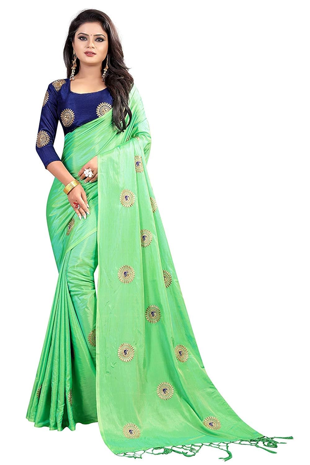 tagline women's paper silk saree with blouse piece