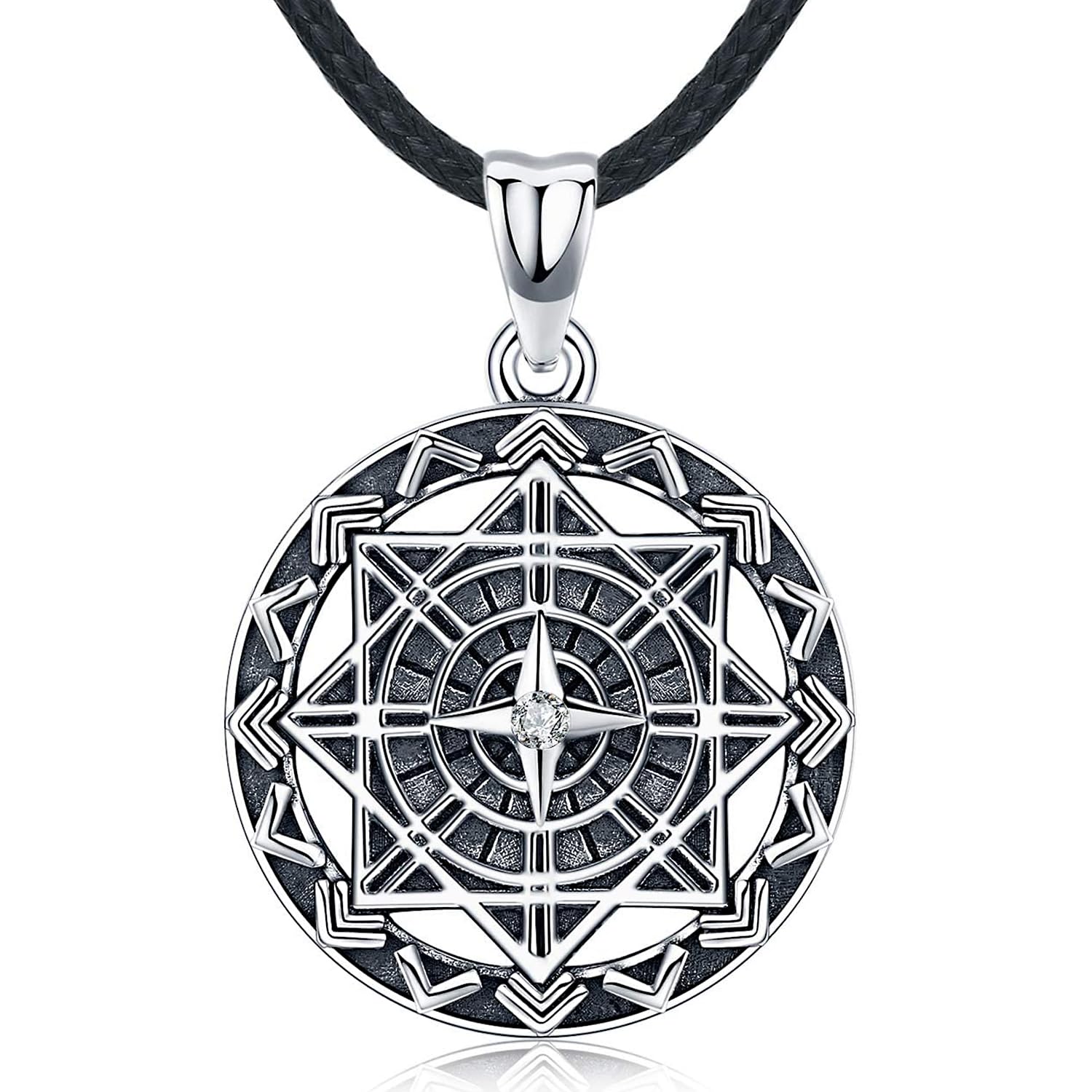 Odinstone Silver Necklace for Men S925 Sterling Silver Mens Leather Necklace Pendant Fine Jewellery Gifts for Men Women