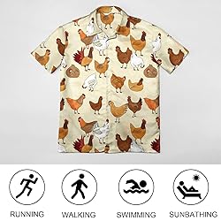 HUGLAZY Chicken Shirt for Men Button Down Hawaiian