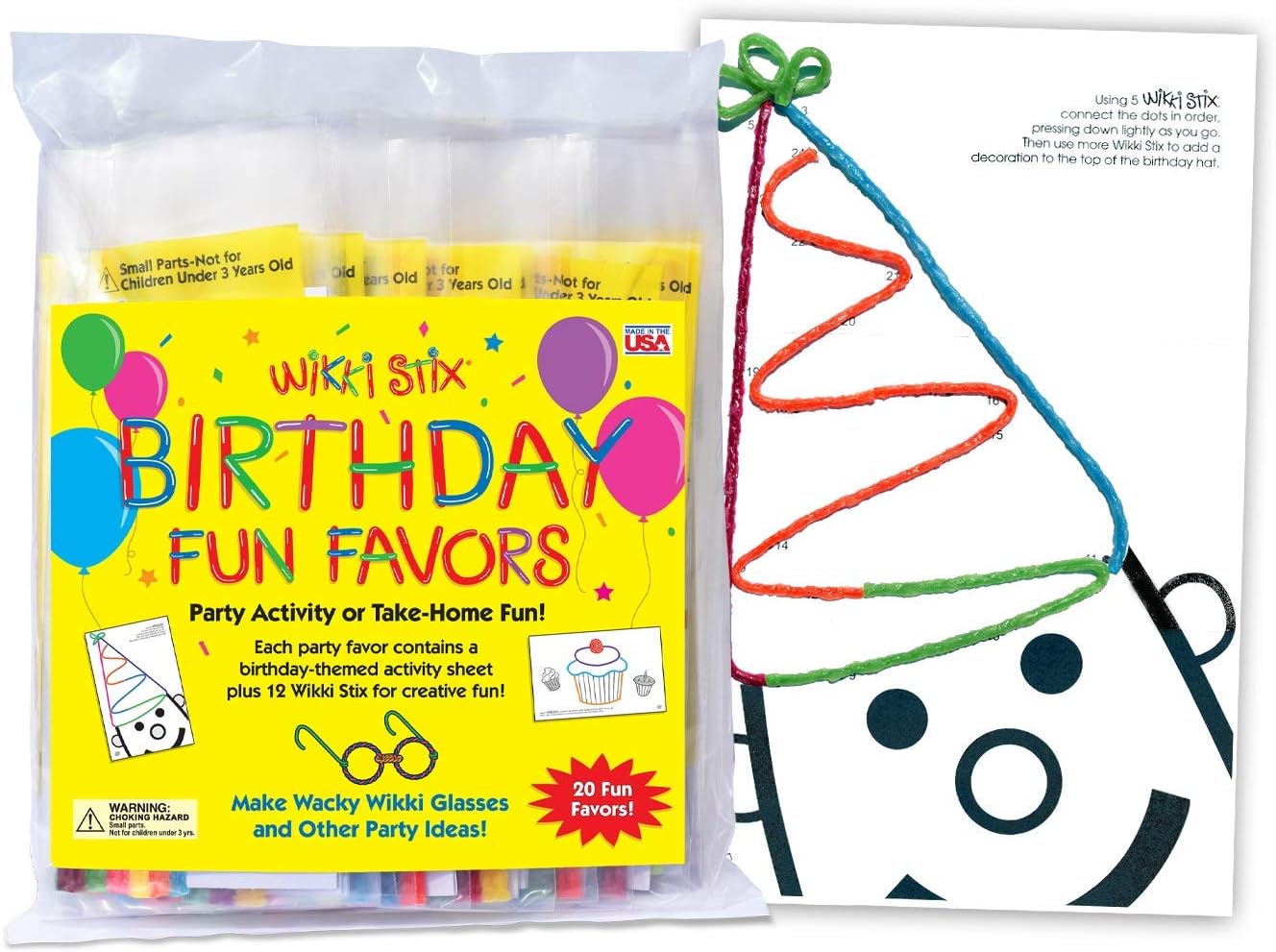 WikkiStix 108 Birthday Fun Favors, Pack of 20 Molding & Sculpting Sticks: Toys & Games