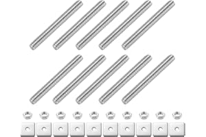 uxcell 10Pcs Fully Threaded Rod, M3 x 25mm 304 Stainless Steel Fully Threaded Studs with Nuts and Washers for Clamps, Hangers
