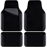 CAR PASS Waterproof Universal Fit Car Floor Mats, Faux Leather Car Carpet Mats, Black Car Mats with Anti-Slip Nibbs Backing & Driver Heel Pad Fit for SUV,Vans,sedans, Trucks,Set of 4pcs(All Black)
