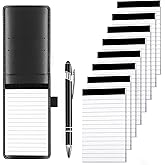 9 Pcs Mini Pocket Notebook Holder Set, Leather Small Notebook Pocket Size with 8Pcs Bloc Note Refills 30 Sheets Lined Paper a