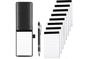 9 Pcs Mini Pocket Notebook Holder Set, Leather Small Notebook Pocket Size with 8Pcs Bloc Note Refills 30 Sheets Lined Paper a