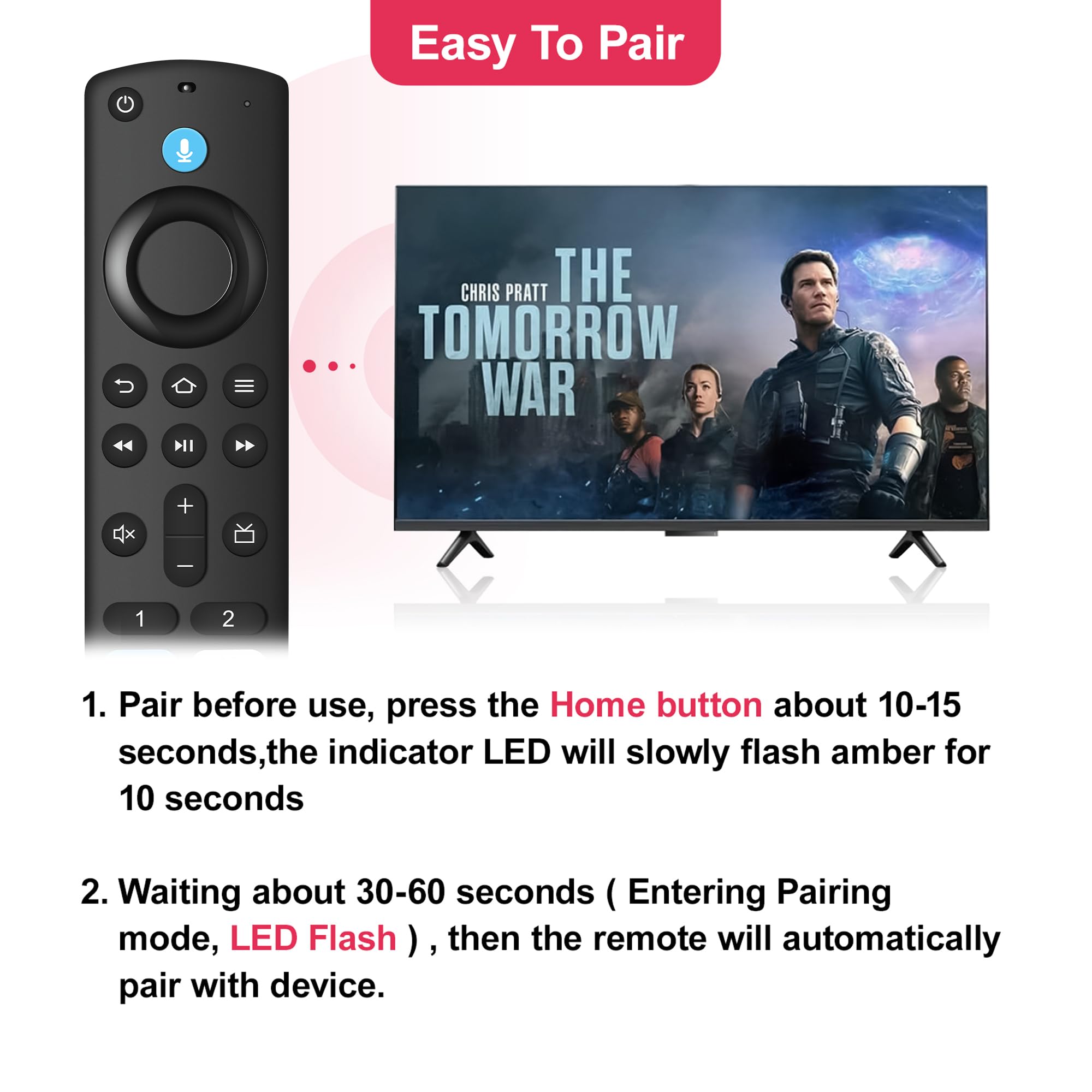 Replacement Voice Remote Control Compatible with Fire Smart TV Stick(2nd Gen/3rd Gen/Lite/4K Max/Cube), TV Stick 4K(1st/2nd Gen), Smart TVs 3rd Gen, for Hisense/TCL Smart TV, N0t for Samsung-TVs