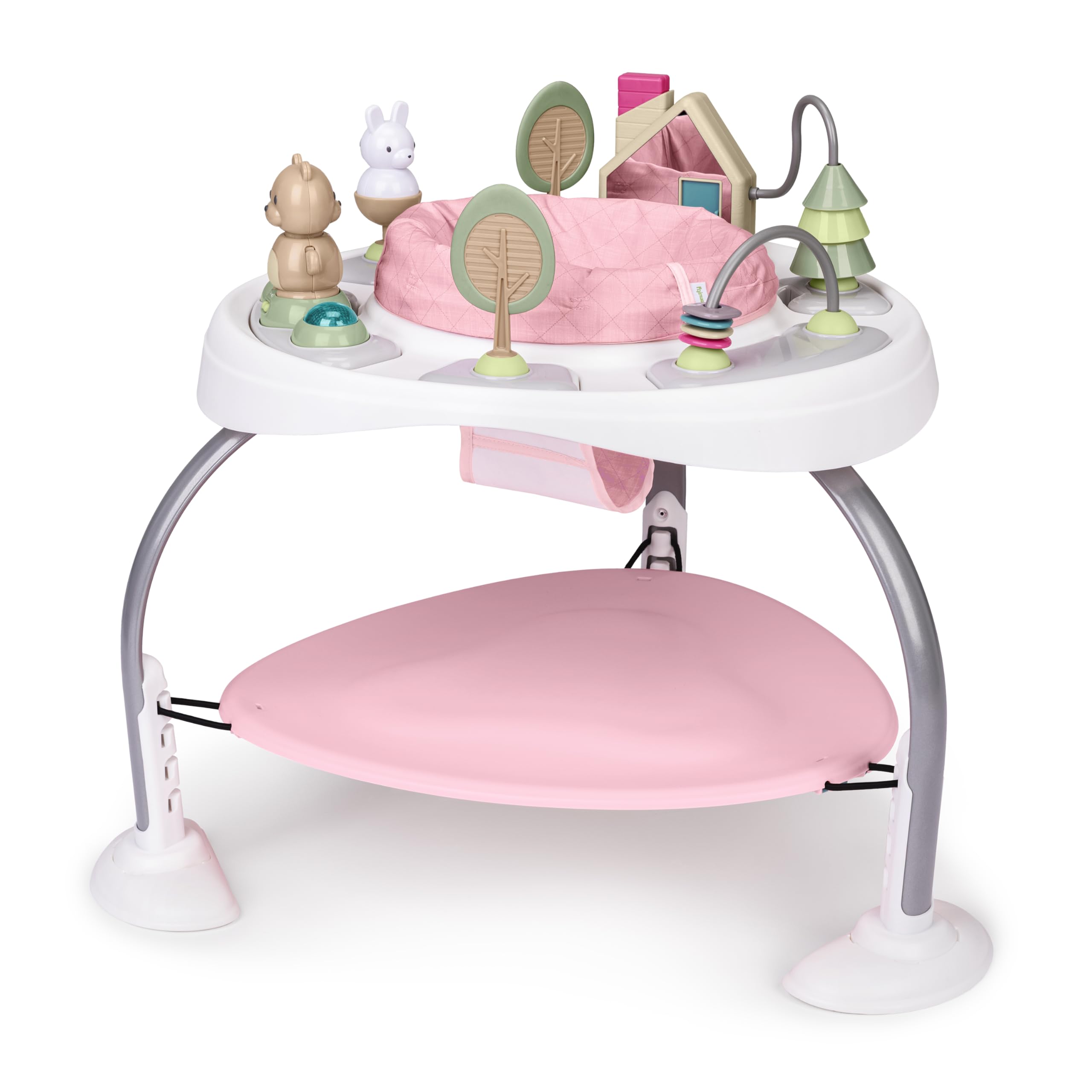 Ingenuity Spring & Sprout 2-in-1 Baby Activity Center Jumper and Table with Infant Toys - Ages 6 Months +, First Forest in Pink Image