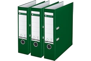 Leitz 180° A4 Plastic Lever Arch File 80mm Green - Pack of 3