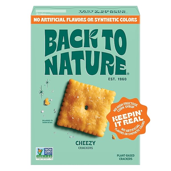 BACK TO NATURE CHEEZY SQUARE CRACKERS, NON-GMO, PLANT-BASED...