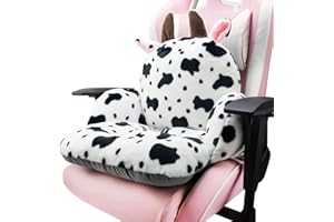 QYA Cute Chair Cushion, Soft Seat Cushions for Office Desk, Kawaii Chair Pillow for Gaming, Comfy Floor Seating for Adults, Cow Stuff for Bedroom Playroom Dining Living Room Decor, 17"x16.5"
