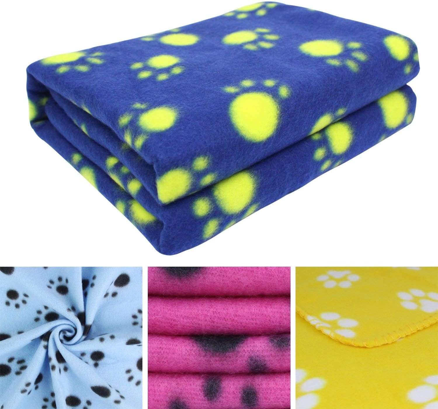 AK KYC 6 Pack Mixed Puppy Blanket Cushion Dog Cat Fleece Blankets Pet Sleep Mat Pad Bed Cover with Paw Print Kitten Soft Warm Blanket for Animals, A : Pet Supplies
