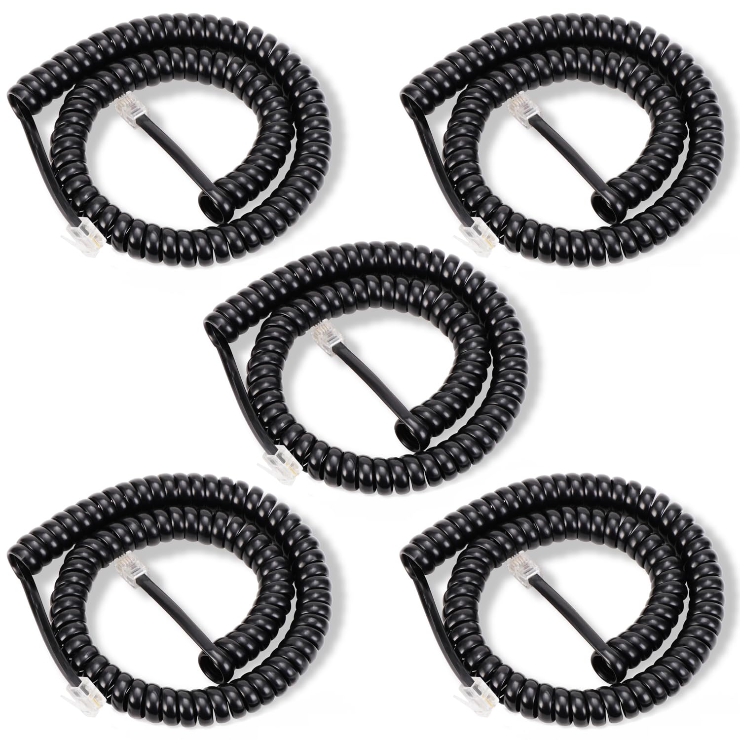Photo 1 of Lativu 5 Pack Phone Cord for Landline,12FT Uncoiled(1.4FT Coiled), Telephone Cord Phone Handset Cords for All Corded Landline Phones, Black