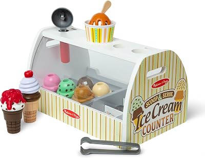 Melissa & Doug Wooden Ice Cream Toy Shop Role Play Set 3+ Kids