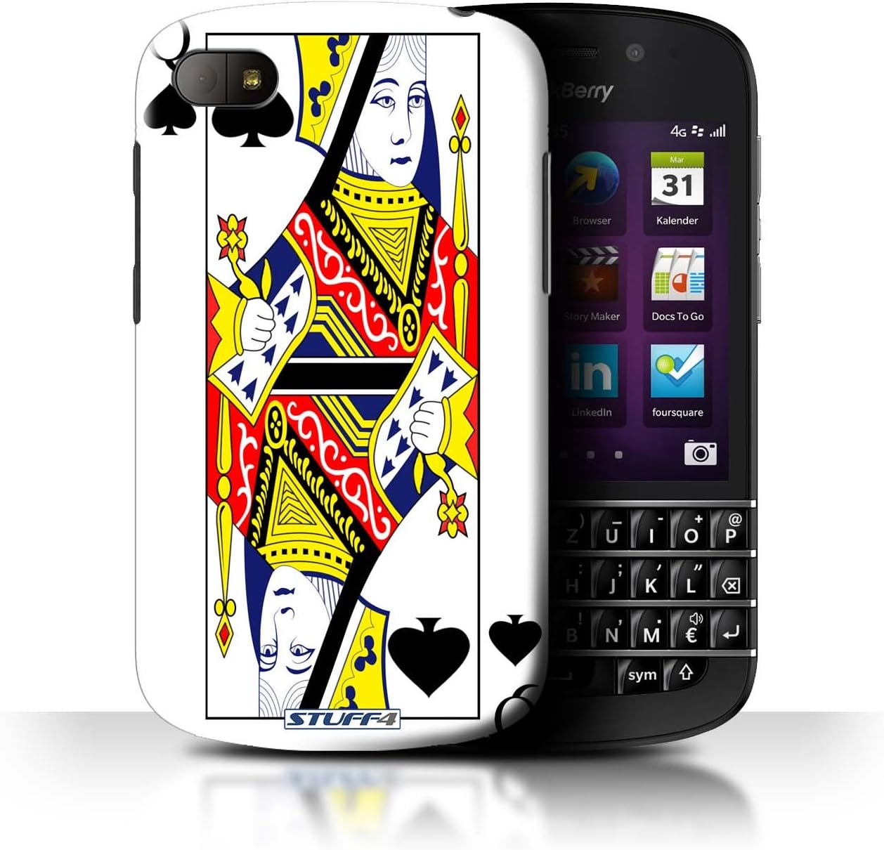 Phone Case for Blackberry Q10 Playing Cards Queen of Spades Design Transparent Hard Cover