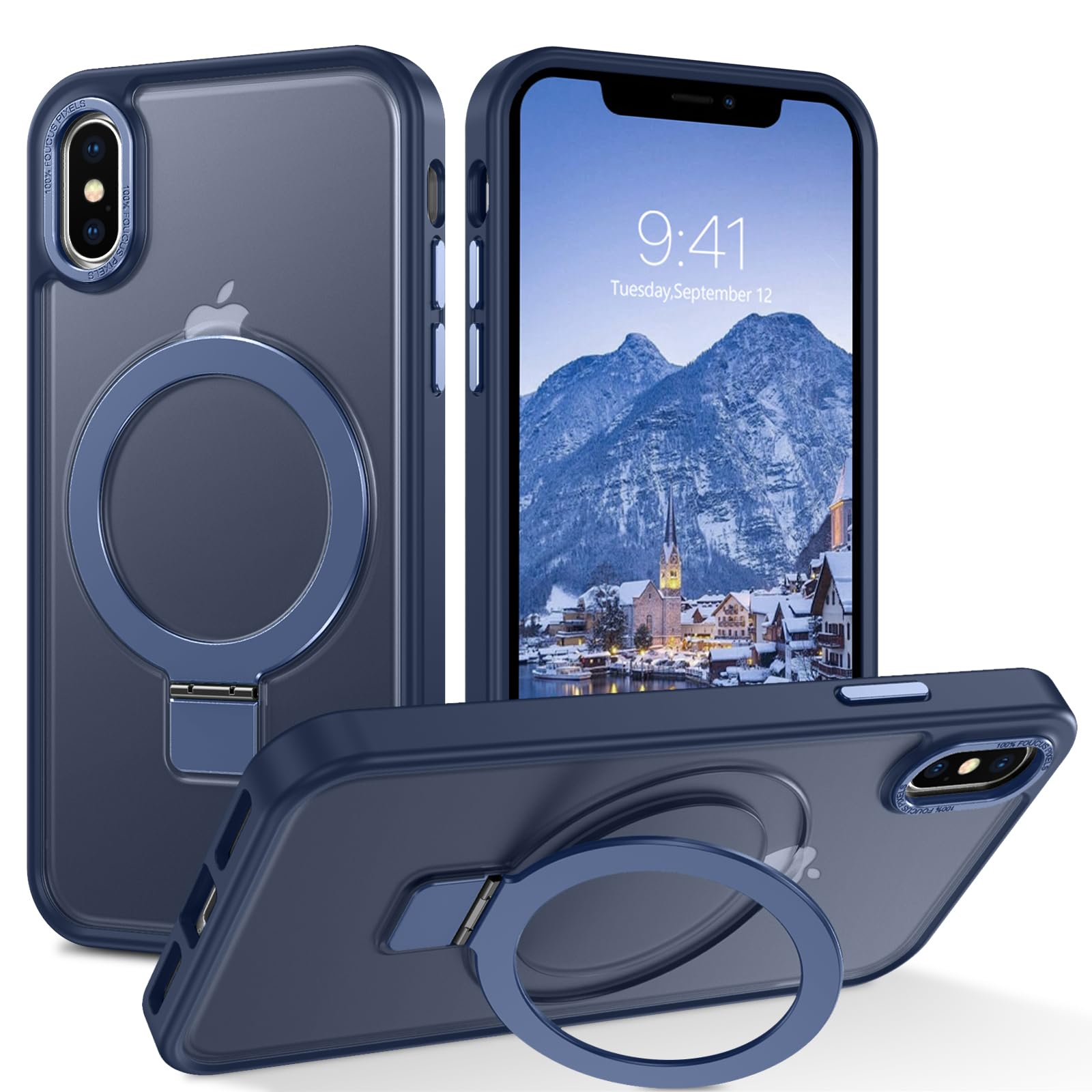 DUEDUE for iPhone Xs Max Case Magnetic with Ring Stand[Compatible with Magsafe], Full Body Protective Cover Slim Shockproof Kickstand Phone Case for Apple iPhone Xs Max 6.5", Blue