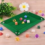 SIQUK Double Sided Dice Tray Folding Rectangle PU Leather Dark Green Velvet view 5