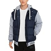 BEST SOUTH Men's Hooded Winter Coats Water Resistant Warm Thicken Insulated Full Zip Windproof Jackets with Pockets