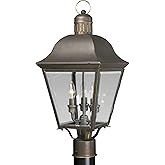 Progress Lighting Andover Collection 3-Light Clear Beveled Glass Farmhouse Outdoor Post Lantern Light Antique Bronze