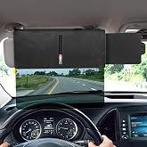 Veharvim Polarized Sun Visor Extender for Car with Zipper Slider, Upgraded UV400 Car Sun Visor Extension with PC Lens and Side Sunshade,Anti-Glare for Safe Driving,UV-Filtering/Protection(Driver Side)