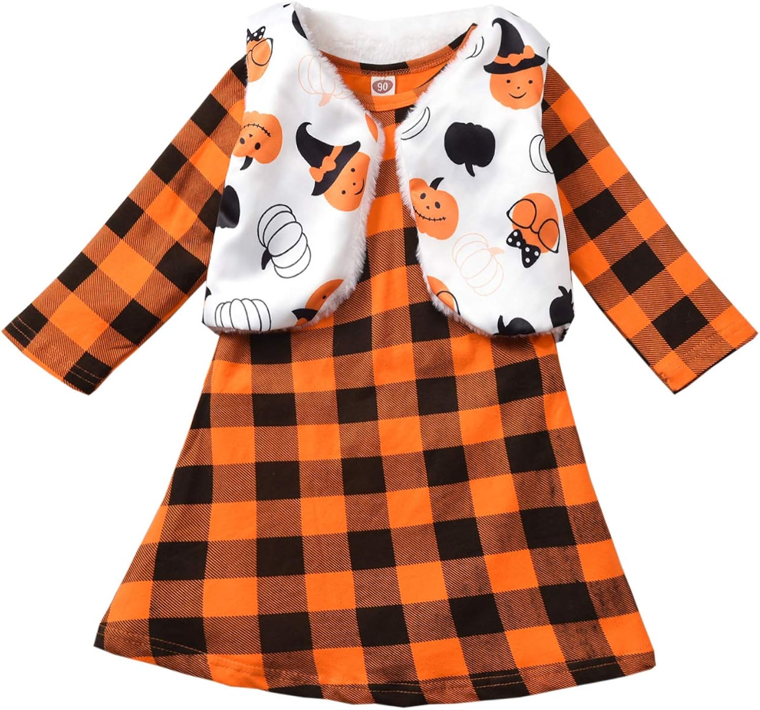 girls black and red plaid dress