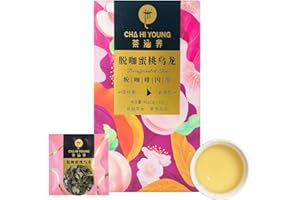 WT WEETEE CHA HI YOUNG Decaf Peach Oolong Tea Bags, Decaffeinated Oolong Loose Leaf, Diced Peach, Natural Peach Flavoring Perfect Blend, CO2-Decaffeinated, Drink All Day