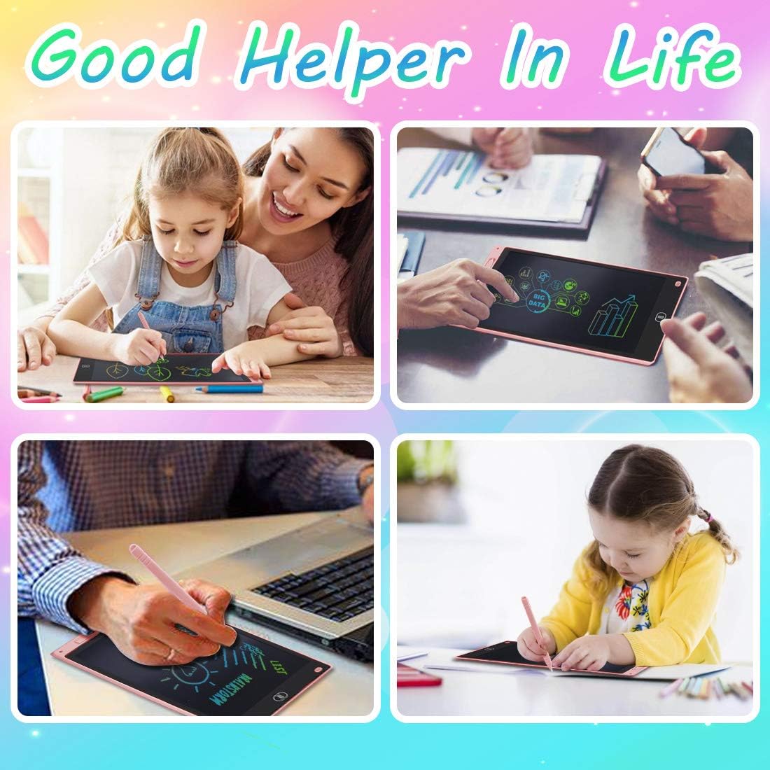 JAMIEWIN 12 Inch LCD Writing Tablet, Colorful Drawing Doodle Board for Kids, Toddler Drawing Pad Writing Board for Kids, Christmas Birthday Gifts Toys for Boys Girls Home Office Memo Pink: Computers & Accessories