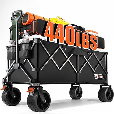 Overmont 300L Folding Festival Trolley Cart, 440lbs Capacity, All-Terrain