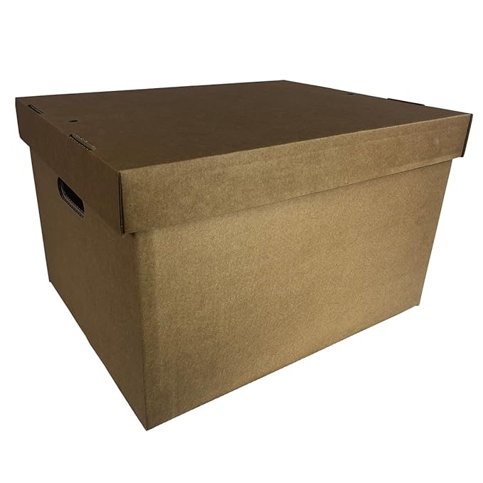 5 x Pop Up Collapsible Office Storage Archive Cardboard Box Filing with