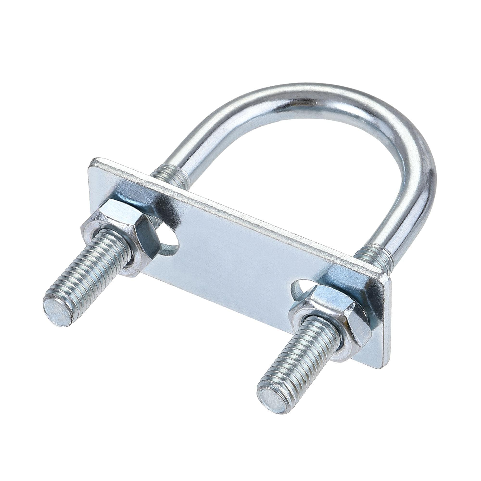 MACHSWON Round U-Bolt,1 Set Zinc Plated Alloy Steel M8 U Bolts 35mm(1.38") Inner Width 75mm Length with Nuts and Frame Plate for Automobiles Boat Trailer