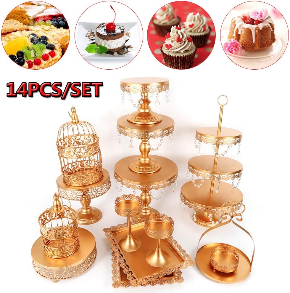 Cupcake Stands, 14 Set Metal Crystal Cake Holder Cupcake
