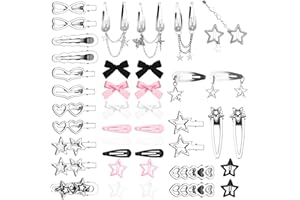 Fingertip WD 42Pcs Y2k Pink Hair Clips Set Kawaii Hair Love Star Cross Hair Clip 2000s Non Slip Accessories Styling Tools Cool Hair Barrettes for Girls Hairstyle