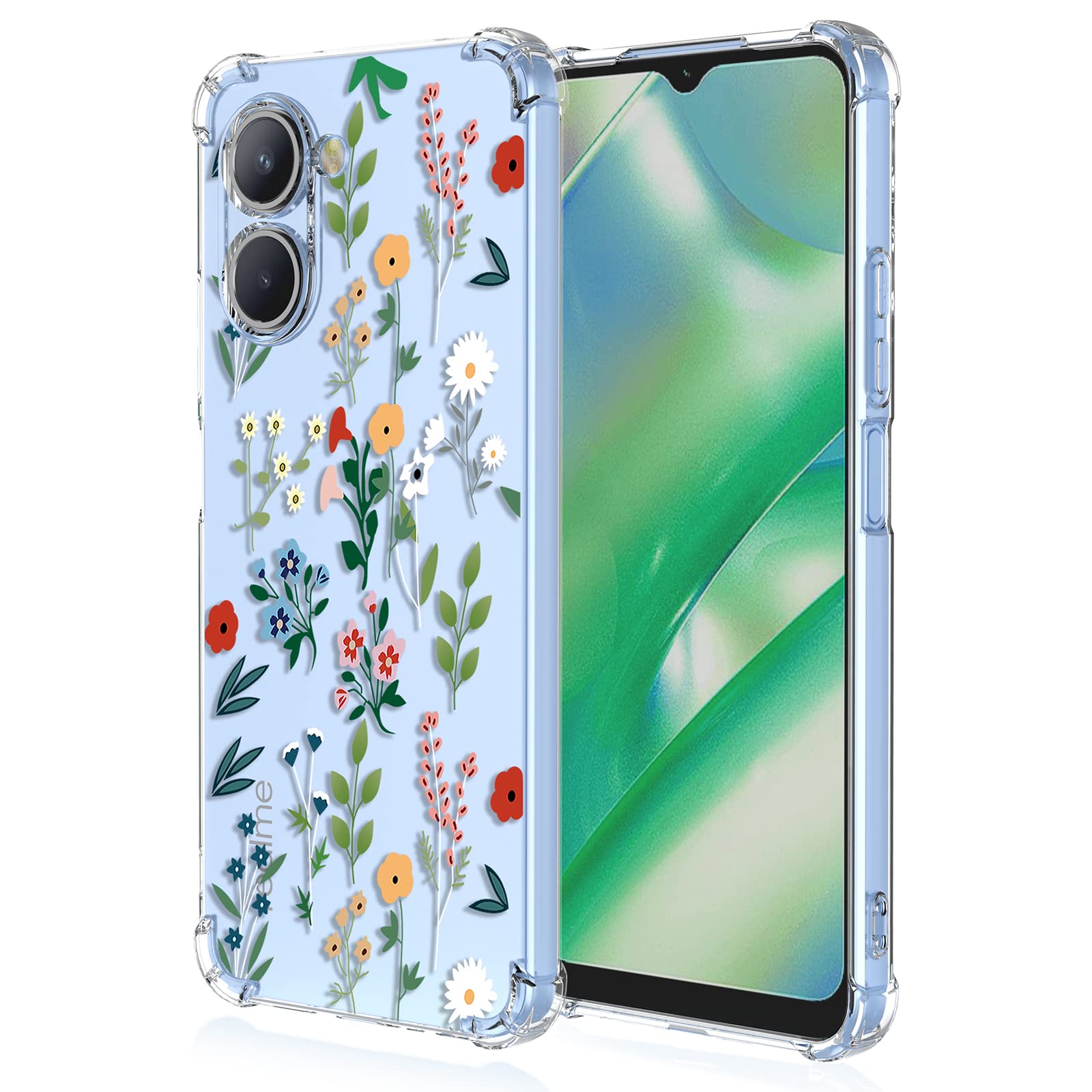 XINYEXIN Case for Realme C33, Painting Flower Pattern Clear Case Soft TPU Silicone Case Slim Shockproof Bumper Girl Women Phone Cover - Flower Art — image 1
