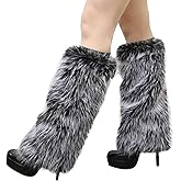 NICEYST Womens Faux Fur Leg Warmers Soft Furry Fuzzy Boot Cuffs Cover for Winter Christmas Halloween Party Cosplay Costume