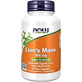 NOW Foods Supplements, Lion's Mane 500 mg, Super Mushroom, Made with Organic Lion's Mane Mushrooms, 60 Veg Capsules