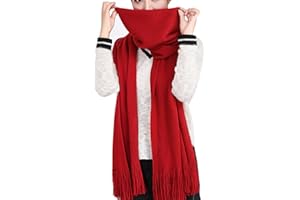 Wander Agio Women's Warm Long Scarves Winter Scarfs Pure Color Scarf Tassel