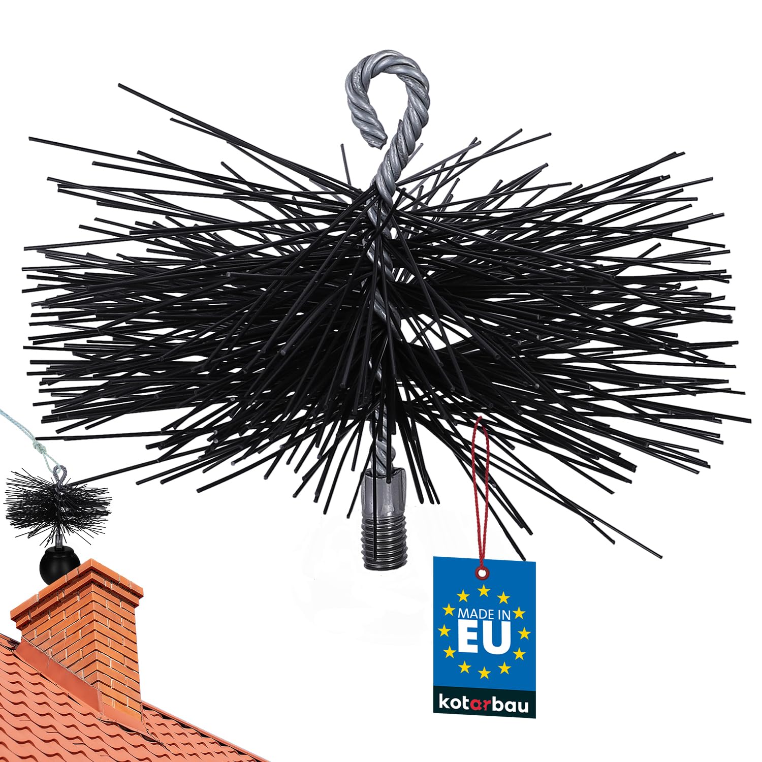 KOTARBAU® Chimney Brush Made of Plastic 175 mm Fireplace Brush Plewa Ceramic Stainless Steel Pipe Soot Broom Chimney Brush Stainless Steel Fireplace Cleaner