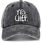 zcyhtqp, Yes Chef, Funny Baseball Cap, Funny Trucker Hats with Sayings, Chef Hat,Humor Caps, Adjustable Cotton Baseball Cap Black