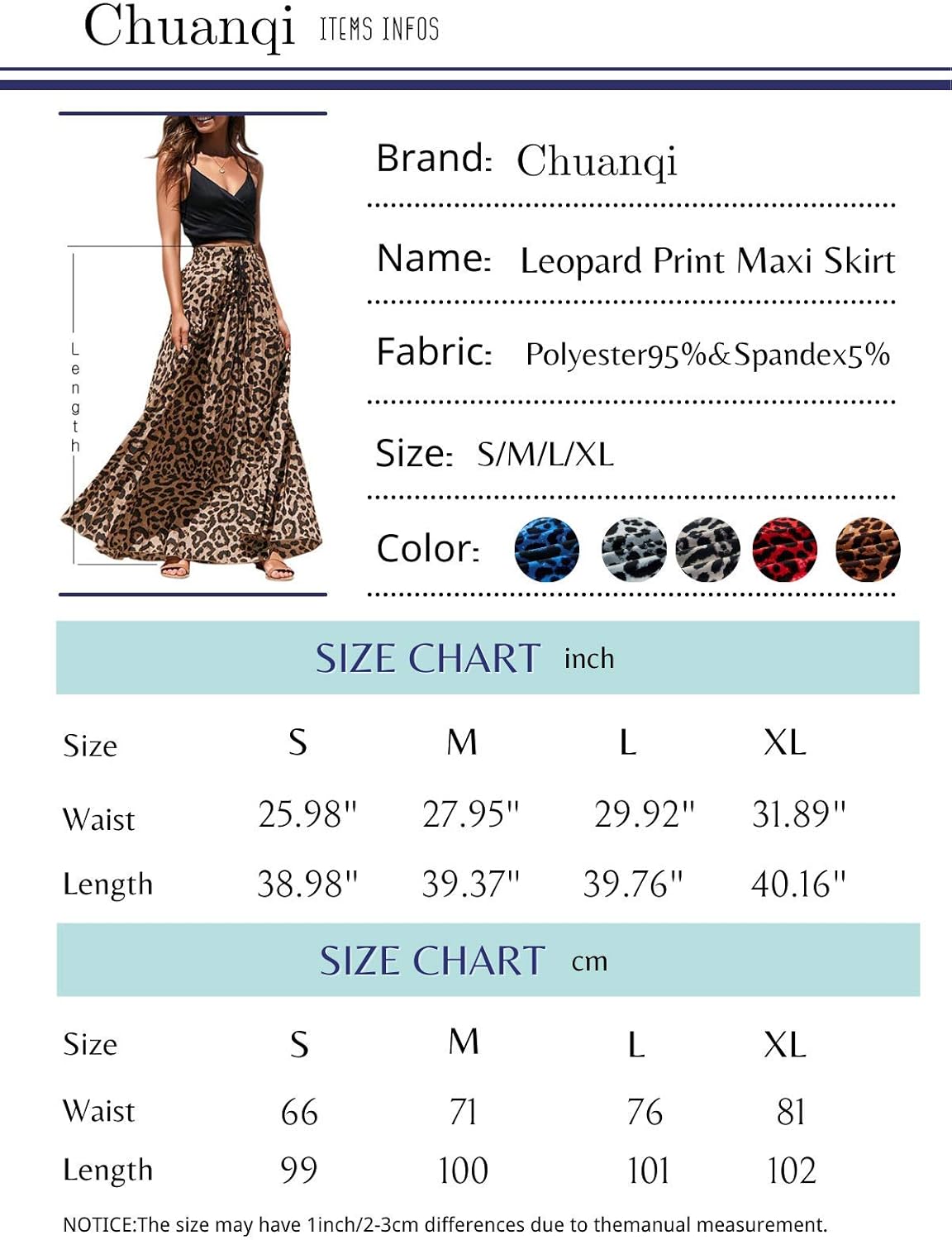 Womens Maxi Skirt Leopard Print Chiffon Beach Pleated High Waisted A-Line Long Skirts: Clothing