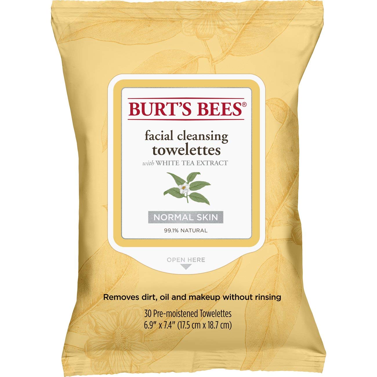 Burt's Bees Puryifying facial towelettes with White Tea Extract all skin types, 30 Count