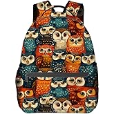 Colorful Owl Backpack, School Laptop Travel Polyester Whimsical Owls Backpacks for Women Kids, Sports Work Back Pack Casual Daypack, Lightweight Rucksack Gifts for Hiking Camping Gym